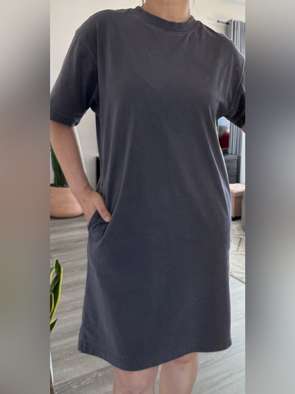 Relaxed Charcoal T-Shirt Dress - Women
